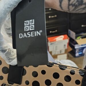 Dasein Black and Tan Polka Dot Shoulder Bag